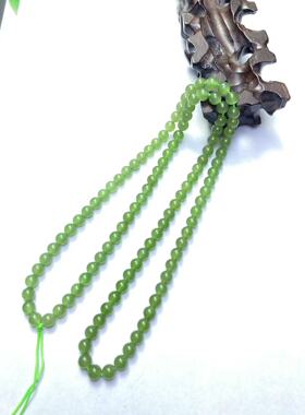 天然新疆和田玉碧玉苹果绿多圈手链项链直径6MM