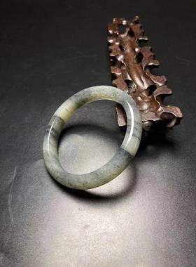 天然新疆和田玉青花籽料扁条圆口手镯内径60.8MM