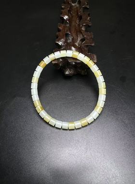 25新款天然新疆和田玉糖白玉直切老型珠手串手链直径6MM