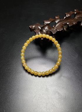 天然新疆和田玉金山矿糖料老型珠手串手链直径6MM