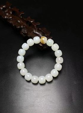 天然新疆和田玉白玉糖白玉老型珠手串手链直径11/10MM