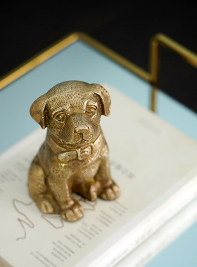 费灵家居印度进口欧式美式黄铜手工制品复古狗狗工艺品装饰摆件