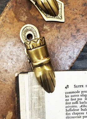 印度进口黄铜复古手工小手文件夹餐巾夹阅读书夹摆件艺术装饰品