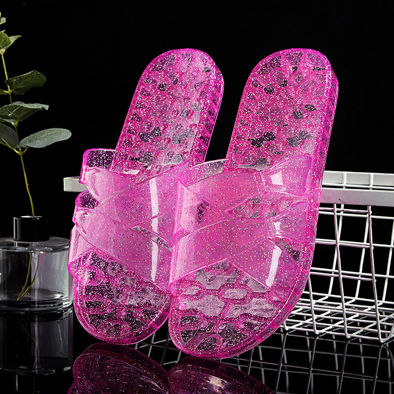 夏季新款闪粉水晶凉拖鞋女透明塑料室内家用防滑防臭脚时尚一字拖,淘宝优惠券,粉丝福利购,淘宝优惠卷