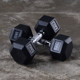 Classic hexagonal rubberized fixed gym dumbbells