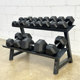 Classic hexagonal rubberized fixed gym dumbbells