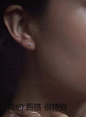 洗澡睡觉不用摘纯银锆石小耳钉女
