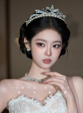 皇冠女神高端蝴蝶结造型珍珠高级