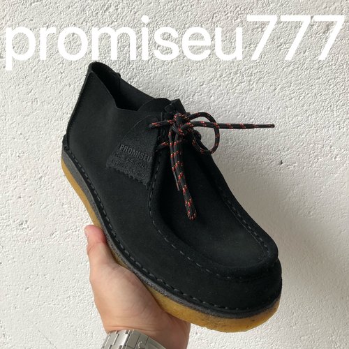 promiseu777 23aw潮流街头复古袋鼠鞋生胶底人手缝制牛皮wallabee - 图1