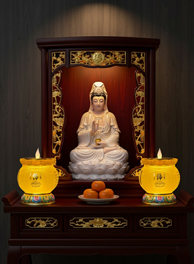 莲花烛台佛供灯摇摆火苗灯盏家用佛前供佛仿真蜡烛台座灯架摆件