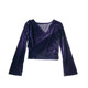 Long sleeve T retro purple velvet women's slimming