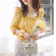 Vacation goose yellow puff sleeves holiday light yellow