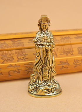 黄铜妈祖工艺品家居摆件湄洲妈祖像天后娘娘神像家居礼品小摆件