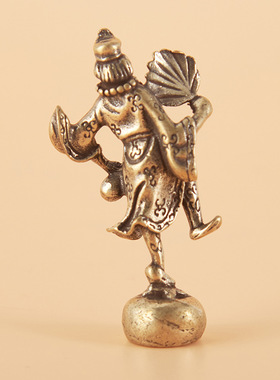 黄铜铜像活佛济公桌面摆件复古古玩杂项铜雕佛像工艺品老铜器把玩