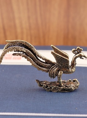OTHER实心纯铜小摆件桌面手把件凤凰鸟茶道茶宠装饰品礼品工艺品