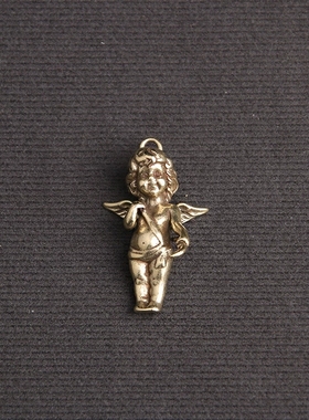黄铜爱神丘比特情侣钥匙扣挂件欧美风希腊神话天使吊坠小铜器