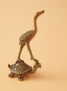 OTHER摆件仙鹤长寿龟家居客厅玄关装饰品祝寿贺礼生日礼物