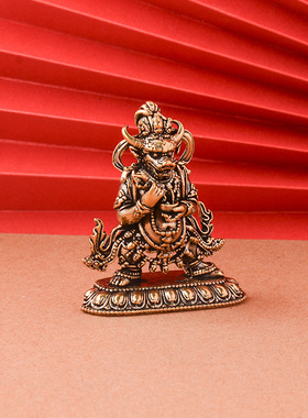 OTHER黄铜牛魔王摆件藏式密宗家居客厅办公室桌面装饰品工艺品