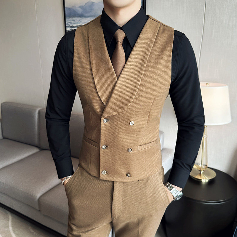 酒吧KTV餐饮台球厅服务员工作服男士双排扣加厚西装马甲裤子套装,淘宝优惠券,粉丝福利购,淘宝优惠卷