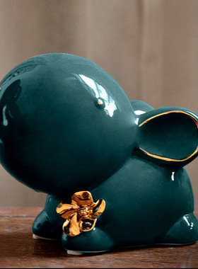 景德镇陶瓷描金兔兔萌萌哒可爱风