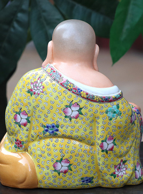 景德镇陶瓷手绘笑佛招财摆件