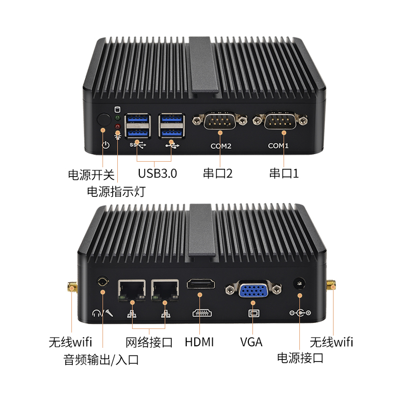 豆希DX-NANO19迷你工控主机N2810/J1900/J4125双网四网2.5G无风扇 - 图1