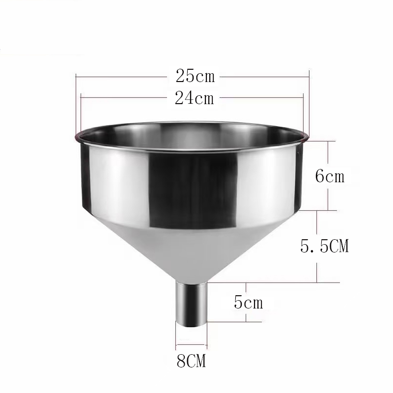 加厚 304不锈钢漏斗大口径工业漏斗酒漏油漏带滤网家用特大号漏斗 - 图2