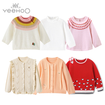 3 fold up Yings 22 autumn and winter baby clothes female baby even hat pure cotton knit cardiff with velvety warm coat