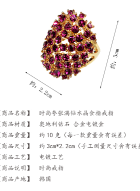韩国进口夸张高级感镶钻食指戒指