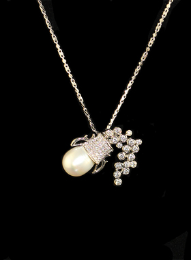 凡妮莎珠宝首饰水晶纯银吊坠项链