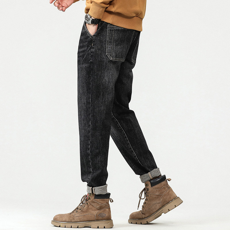 冬季加绒加厚牛仔裤男大码修身小脚高弹力显瘦胖子加肥加大男裤潮,淘宝优惠券,粉丝福利购,淘宝优惠卷