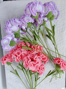 情人节毕业季教师节手工毛线钩织花束仿真花束康乃馨永生花束母亲