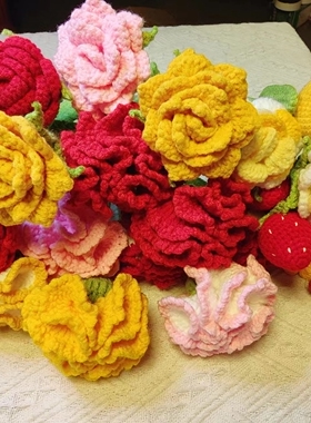 情人节毕业教师节成品手工编织钩织牡丹玫瑰花永生花教师节手织花