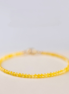 生辰石 富贵石2mm极细黄玉手链天然黄玛瑙手链女简约财富石手饰品