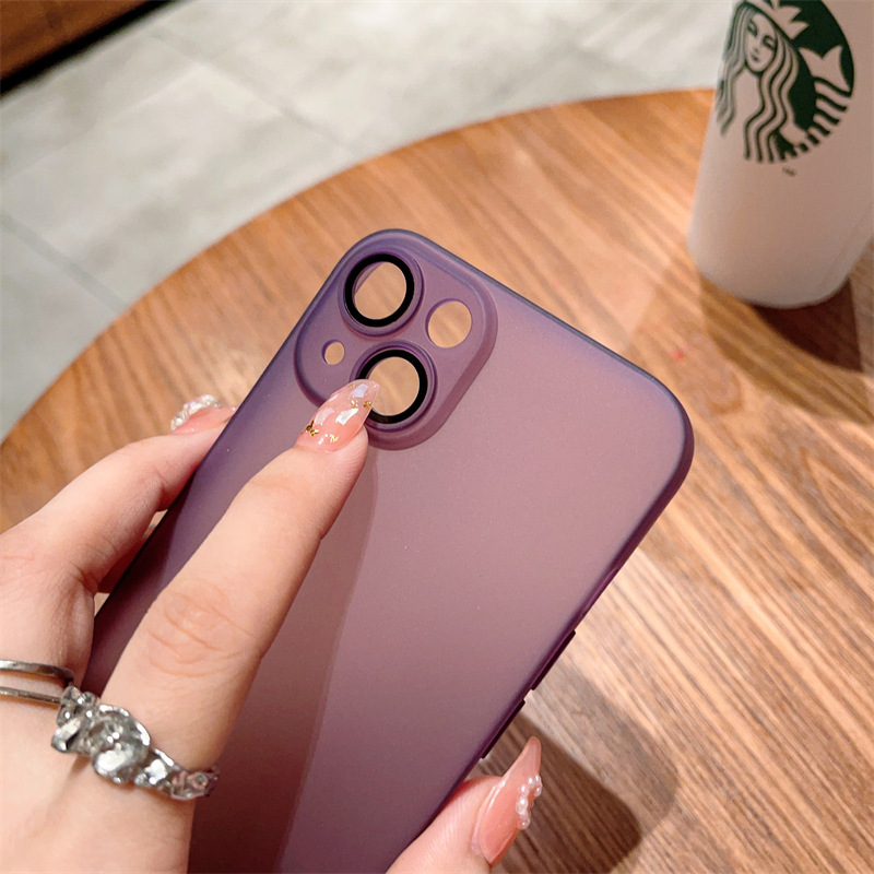 宁宁 简约高级超薄磨砂半透明带镜头膜软男女iPhone15 MobileCase - 图2