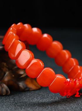 和田玉红玉手链新疆南红玉手排手串鸡血石手镯本命年平安男女手串