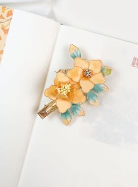 非遗绒花新中式发夹优雅温柔旗袍配饰日常发梳汉服发饰典雅端庄