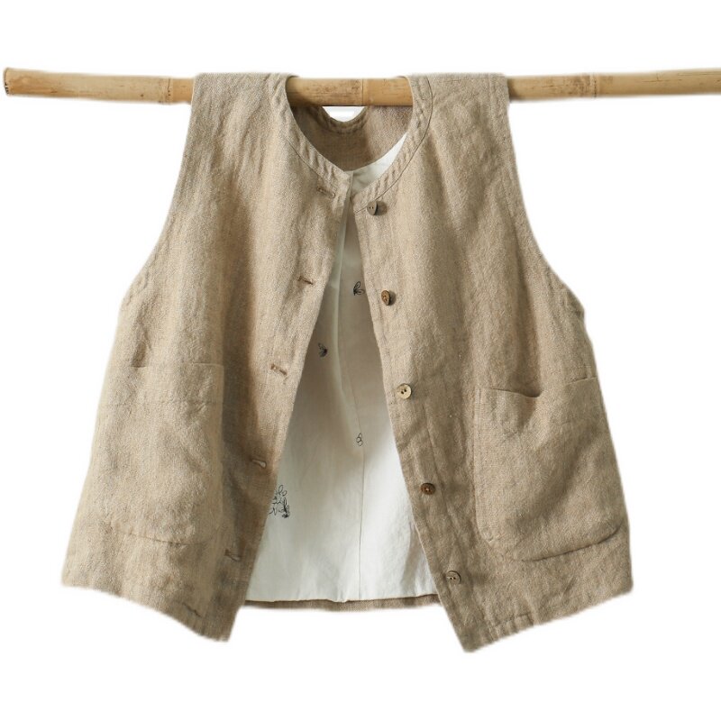 视频850亚麻背心女无袖马甲坎肩套里的短外套裁剪图牛皮样纸样
