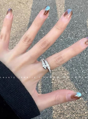 【Luxury jewelry】蛇年本命年灵蛇满钻戒指开口指环镀18k金轻奢