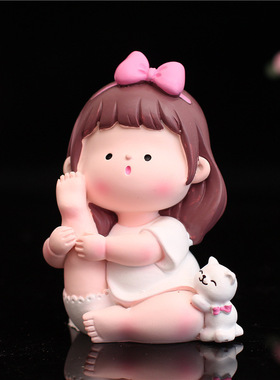 卡通可爱瑜伽小萌妹运动女孩汽车摆件生日蛋糕烘焙装饰品学生礼品