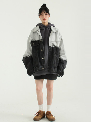 韩代 over fit gradation denim jacket (unisex)半染色牛仔夹克 - 图3