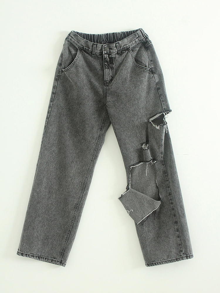 文俊辉同款 oversize snow washed cutting jean (unisex)牛仔裤 - 图3