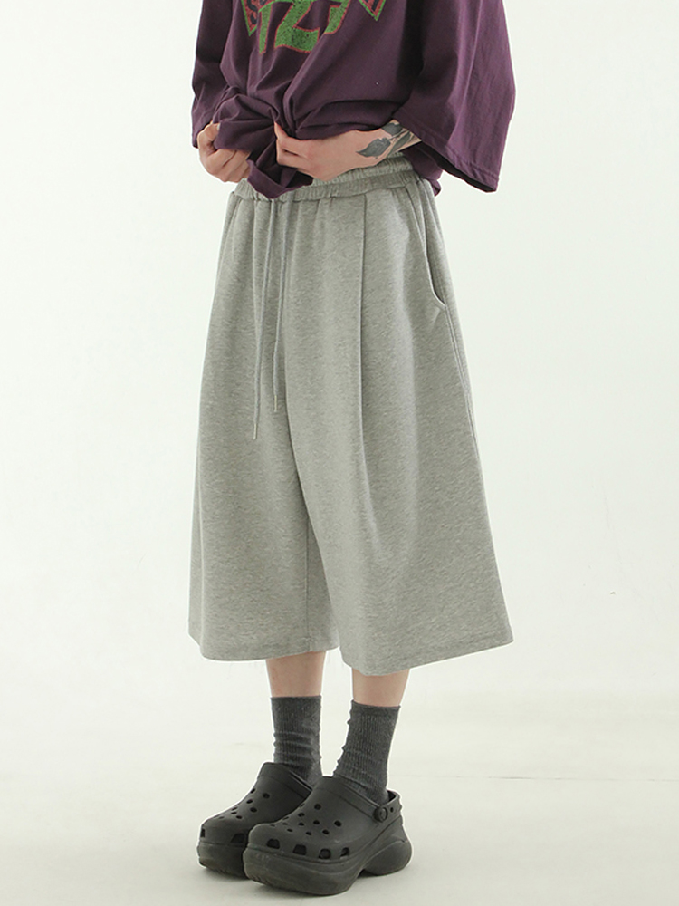 韩国代购23S/S pin tuck cotton wide half banding pants 半腿裤 - 图0