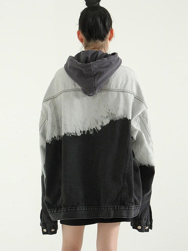 韩代 over fit gradation denim jacket (unisex)半染色牛仔夹克 - 图2