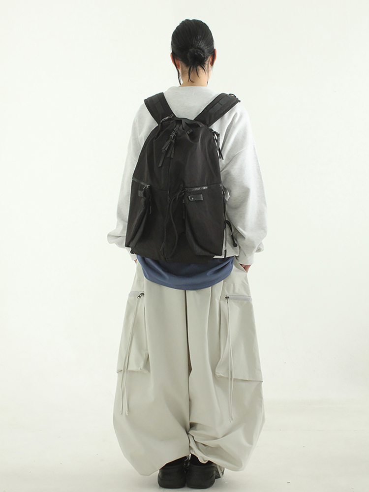 韩国代购 middle zipper multi pocket back pack 多口袋机能背包 - 图2