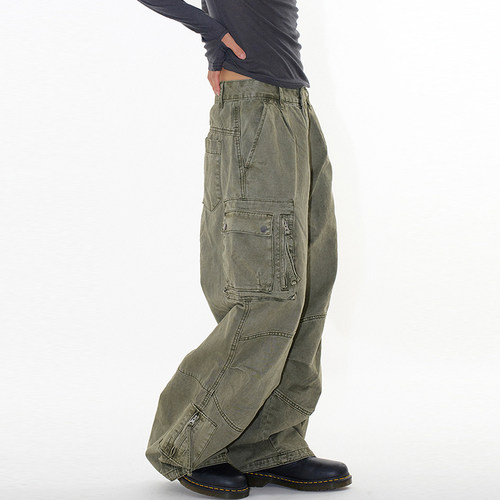韩代Raucohouse Rare dying multi cargo pants 宽松口袋工装裤 - 图0