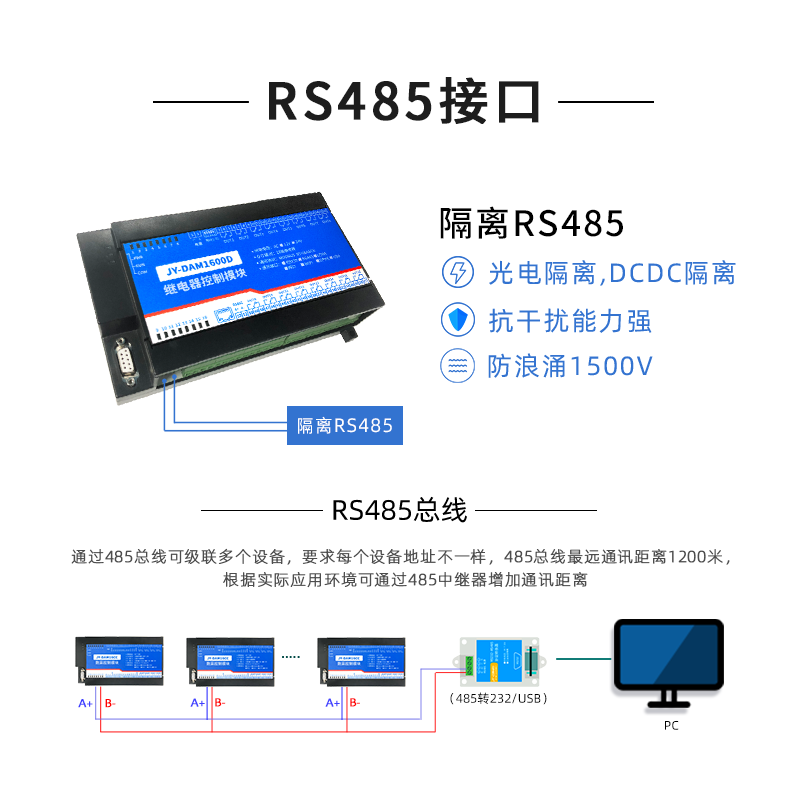 DAM1600D 16路继电器板/模块/485+232 网口 WiFi控制/电脑控制继