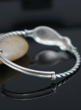 鲤鱼伸缩古典秀气风足银手镯