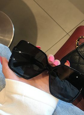 大脸韩国白色方框显瘦防太阳镜