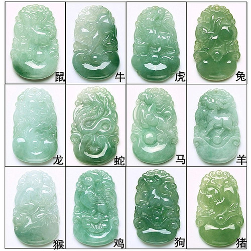玉石翡翠十二生肖玉吊坠玉鼠牛虎兔龙蛇马羊猴鸡狗猪玉坠项链男女 - 图0